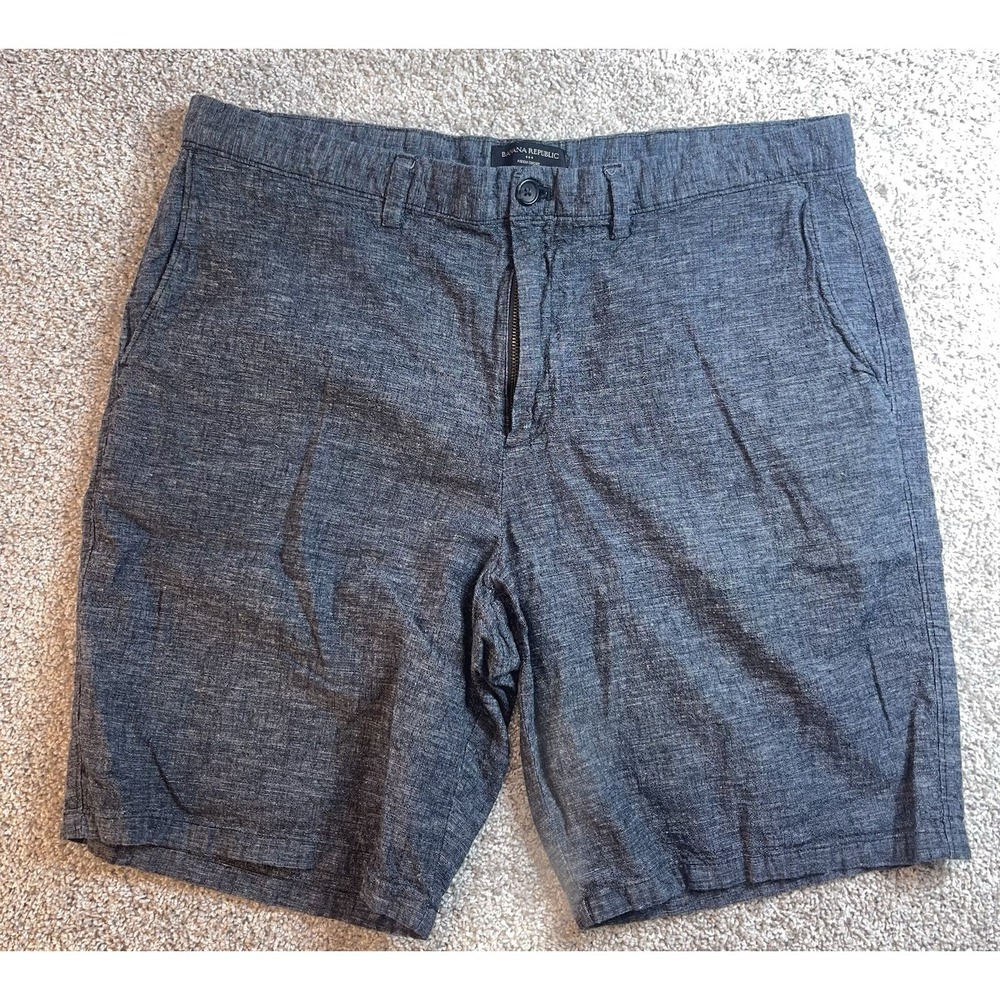 Banana Republic‎ Mens Linen Blend Aiden Short Preppy Casual Size 38 Charcoal